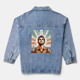 Veste En Jean L'homme regarde vers le ciel couleur illustration