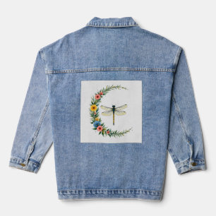 Veste En Jean Libellule Boho Croissant Lune Signe de Paix Hippie