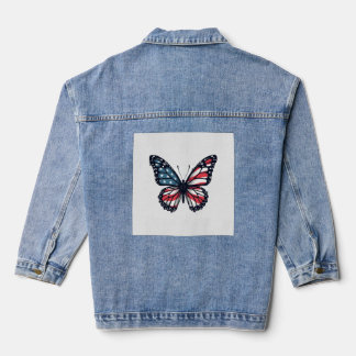 Veste En Jean Libellule Drapeau Américain Patriotique 4 Juillet