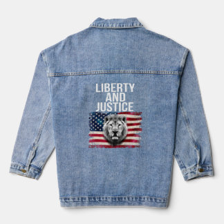 Veste En Jean Liberté et justice Patriotique USA Vintage Drapeau