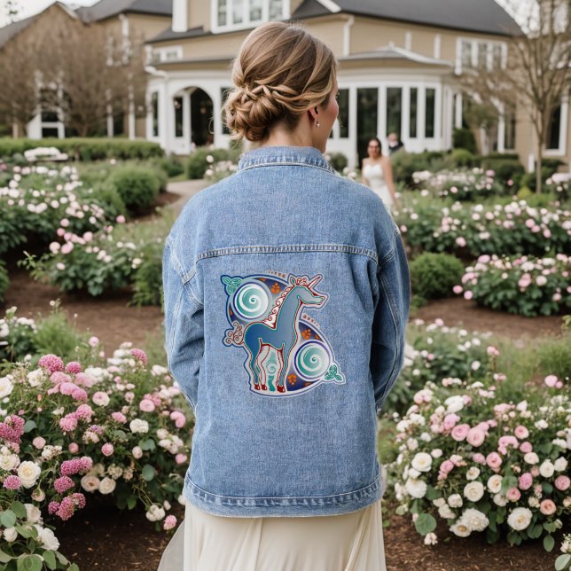 Veste En Jean Licorne celtique (Mariage Retour)