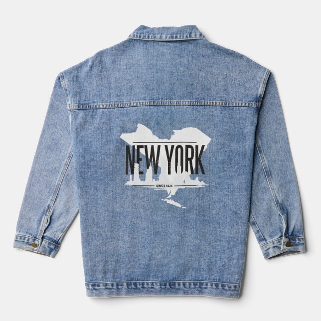 Veste En Jean Ligne Skyline Silhouette New York (Verso)