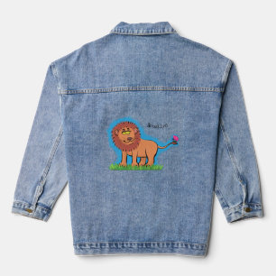 Veste En Jean Lion joyeux avec dessin animé de papillon
