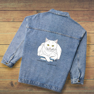 Veste En Jean Livre blanc Chat amusant
