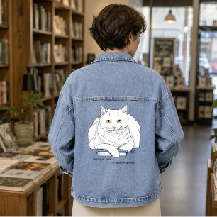 Veste En Jean Livre de chat blanc drôle lisant humour violet