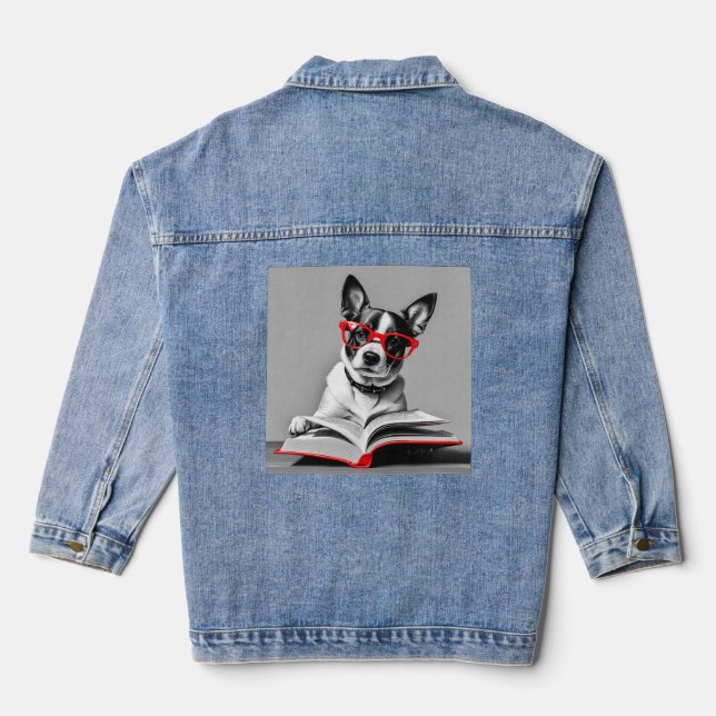 Veste En Jean Livre de lecture de chien (Verso)