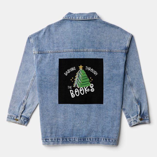 Veste En Jean Livre Lover Christmas Tree Lecture (Verso)