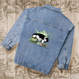 Veste En Jean Livres Chats Thé Cute