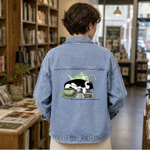 Veste En Jean Livres Confortables Chat Smoking Thé Mignon Théièr
