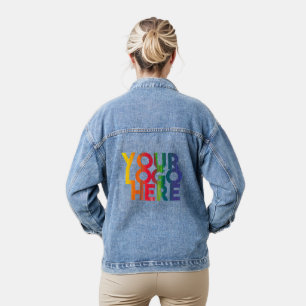 Veste En Jean Logo d'entreprise simple blanc