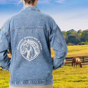 Veste En Jean Logo du nom de la ferme du ranch de cheval personn