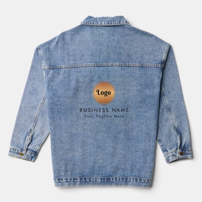 Veste En Jean Logo Or & Texte Personnalisé Entreprise Marque (Verso)