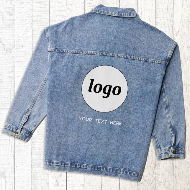 Veste En Jean Logo simple avec texte commercial promotionnel (Simple logo with custom text business promotional branding denim jacket)