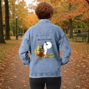 Veste En Jean Loup d'automne hurleur Lune Noire