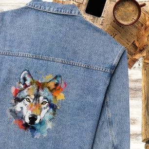 Veste En Jean Loup de peinture artistique brillante