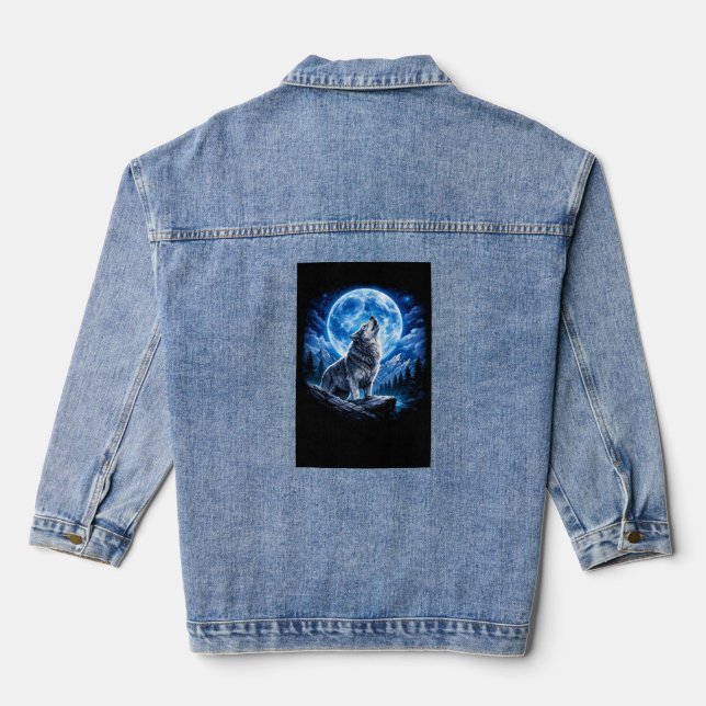 Veste En Jean Loup mystique hurlant (Verso)