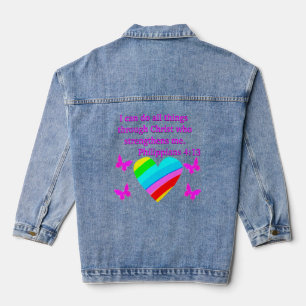 VESTE EN JEAN LOVE FILLED PHILIPPIANS 4:13 CONCEPTION