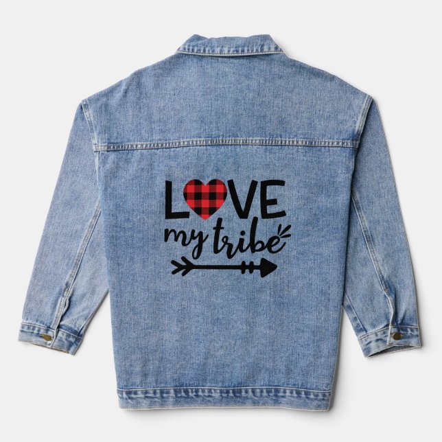 Veste En Jean Love My Tribe Custom Women's Denim Jacket (Verso)
