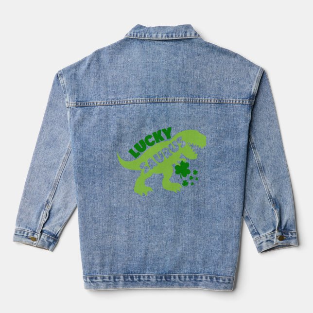 Veste En Jean Lucky Saurus - Dino du jour de la Saint Patrick (Verso)