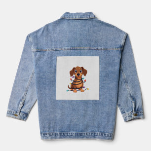 Veste En Jean Lumières de Dachshund de Noël