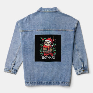 Veste En Jean Lumières de Noël drôles de paresseux Joyeux Slothm