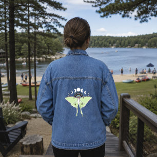 Veste En Jean Lune Papillon Éthéré Vert Mystique Céleste
