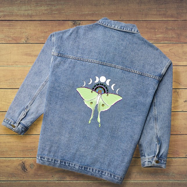 Veste En Jean Lune Papillon Éthéré Vert Mystique Céleste (Créateur téléchargé)