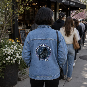Veste En Jean Lune Phases de Corbeau Mystique Ciel Nocturne Céle