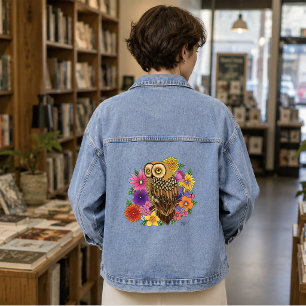 Veste En Jean Magnifique Bouquet de Fleurs Colorées de Hibou Bru