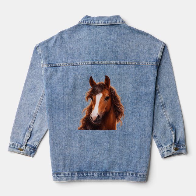 Veste En Jean Magnifique cheval brun (Verso)