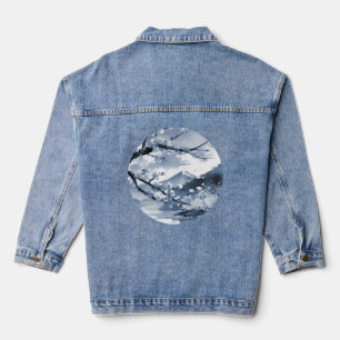 Veste En Jean Magnifiques Fleurs de Cerisier Japonais Élégantes