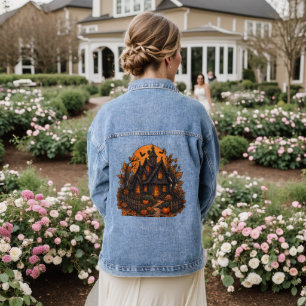Veste En Jean Maison hantée vintage gothique Halloween clair de 