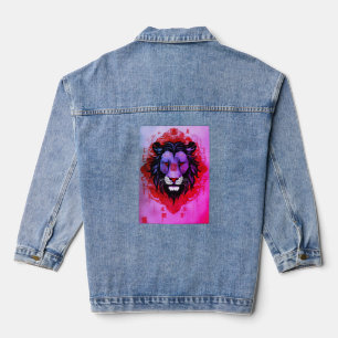 Veste En Jean Majorité tribale : Emblème Lion géométrique Imprim