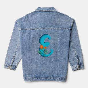 Veste En Jean Majuscule E monogramme floral
