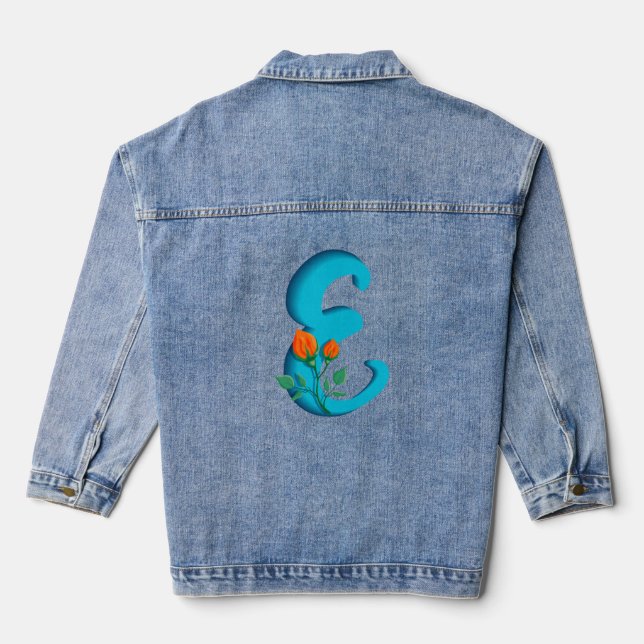 Veste En Jean Majuscule E monogramme floral (Verso)