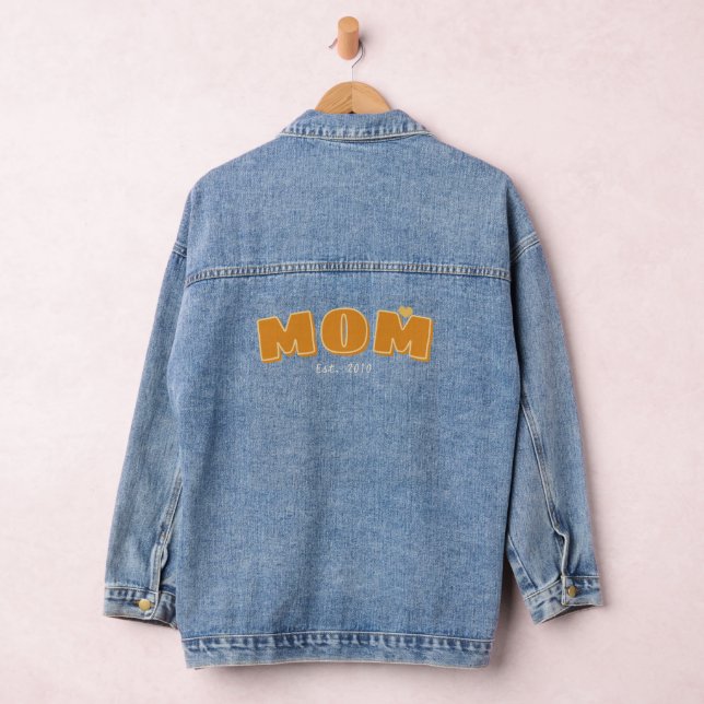 Veste En Jean Maman a établi année typographie personnalisée (Hangar)