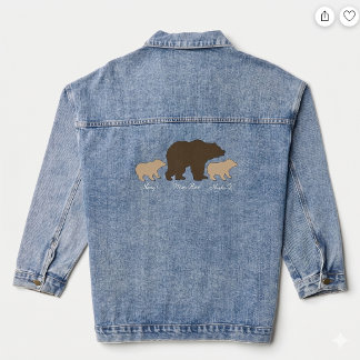 Veste En Jean Maman Ourse Personnalisée Avec 2 Noms D'Enfants Ca