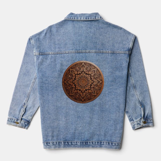 Veste En Jean Mandala Brown artistique (Verso)