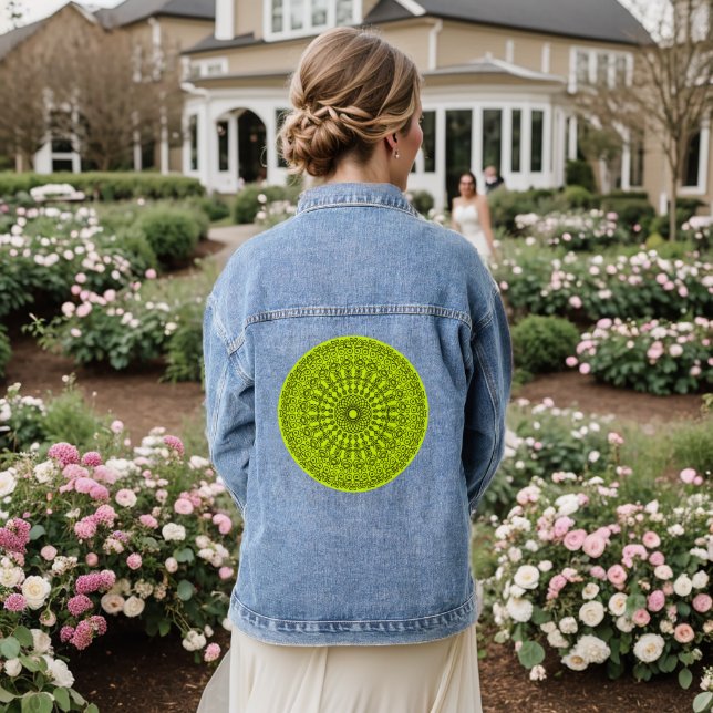 VESTE EN JEAN MANDALA VERT (Mariage Retour)