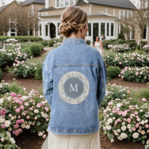 Veste En Jean Manteau de mariage en denim bleu poussiéreux monog