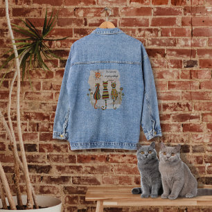 Veste En Jean Manteau en jean à patchwork de chats