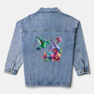 Veste En Jean Manteau en jean de jardin aux colibris
