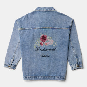 VESTE EN JEAN MANTEAU EN JEAN PERSONNALISÉ FLEUR DEMOISELLE D'HO