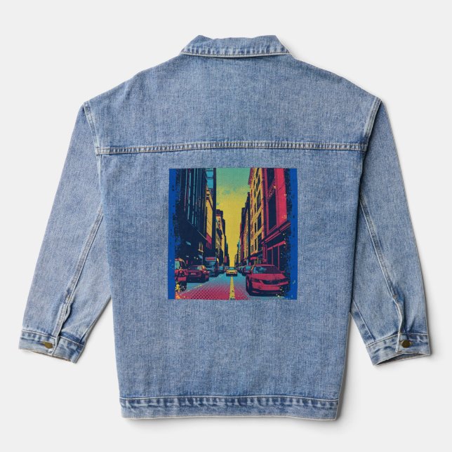 Veste En Jean Manteau en jean Pop Art City Vibes (Verso)