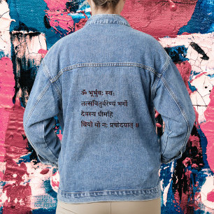 Veste En Jean Mantra Gayatri "Om Bhur Bhuva Swah"