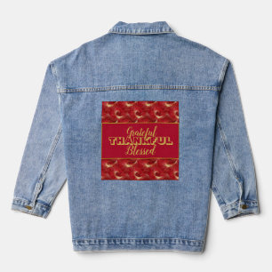 Veste En Jean Marbré "Reconnaissant, Reconnaissant, Bénis" Rouge