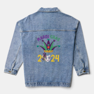 Veste En Jean Mardi Gras 2024 Jester perles Casquettes Nouvelle-