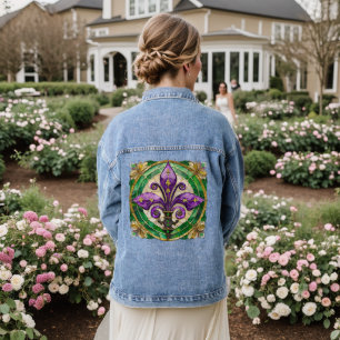 Veste En Jean Mardi Gras Vitrail Fleur de lis