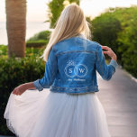 Veste En Jean Mariage anneaux Monogramme Personnalisé<br><div class="desc">Conception personnalisée sur le thème de la mariée.</div>