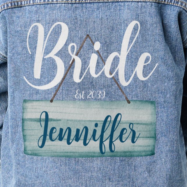 Veste En Jean Mariage Coastal Bride Rustique Monogramme (Créateur téléchargé)